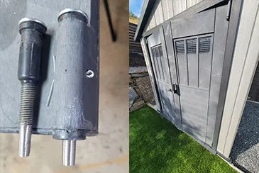 Shed door hinge repair